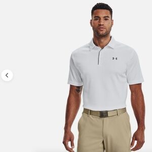 Under Armour Loose Heatgear Solid White Casual/Golf Polo Men's M